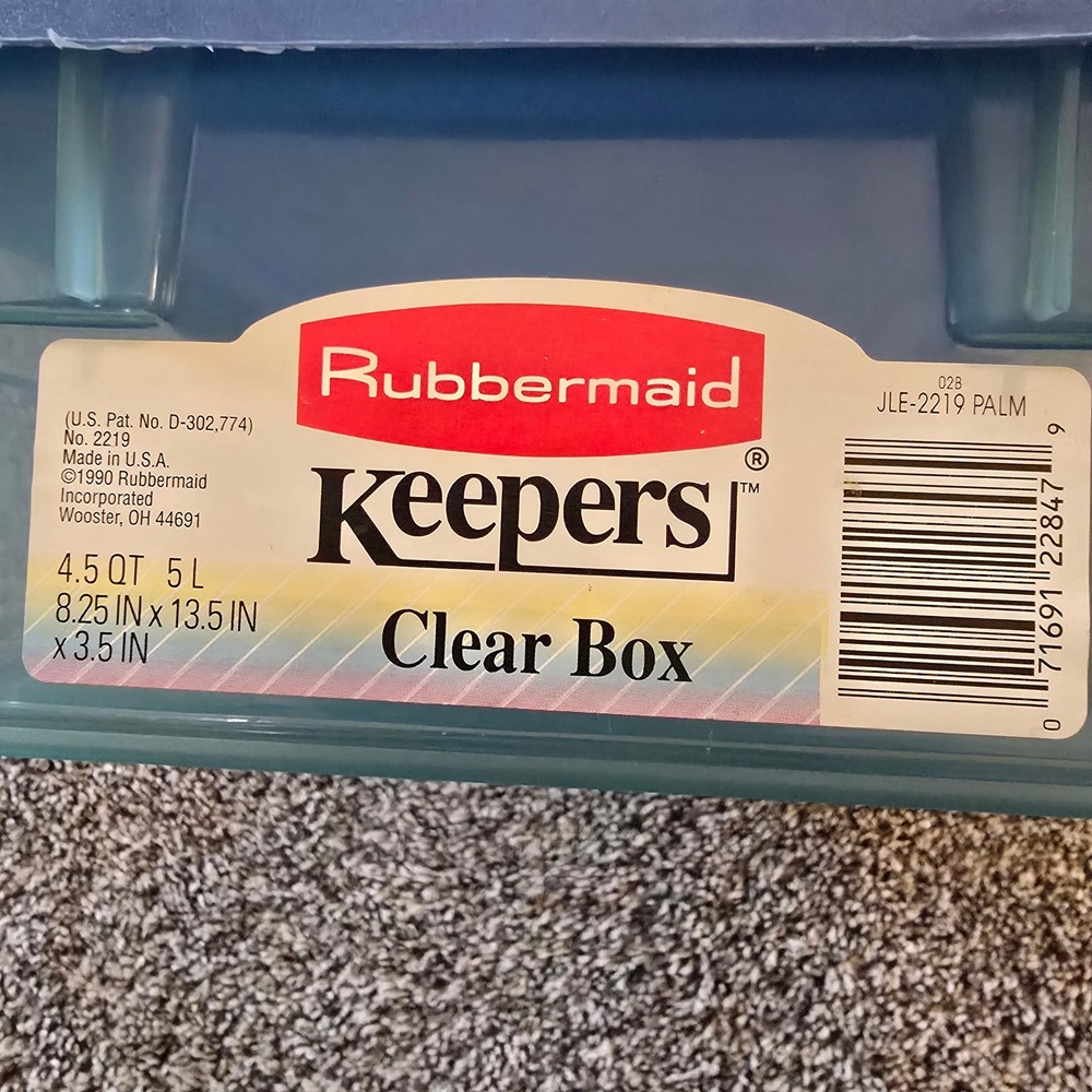 Rubbermaid Keepers Clear Box Storage Container Blue Lid 4.5 QT 2219 Vintage 1990